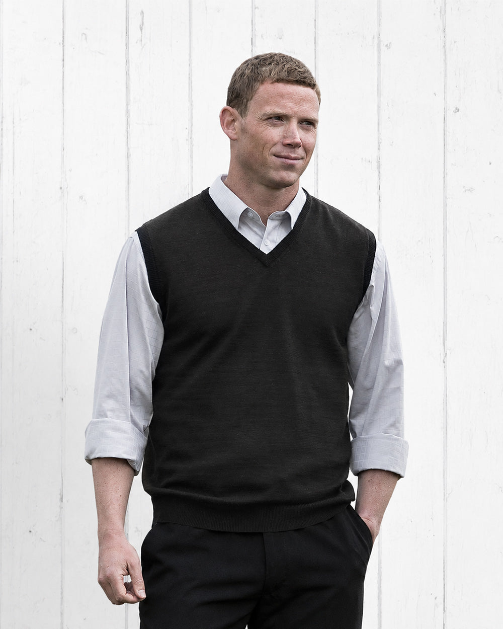 Outlet Merino Fully Fashioned Vest - Mens